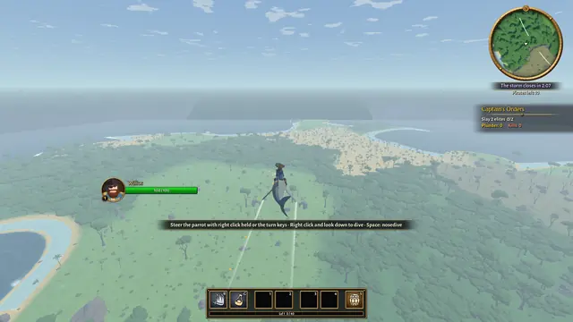 Gliding on a parrot over Emerald Isle