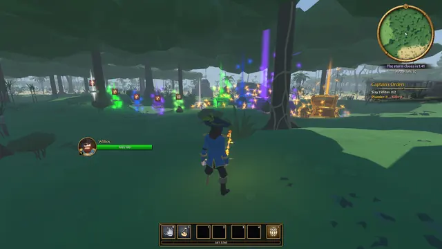 A row of chests of every rarity in the jungle