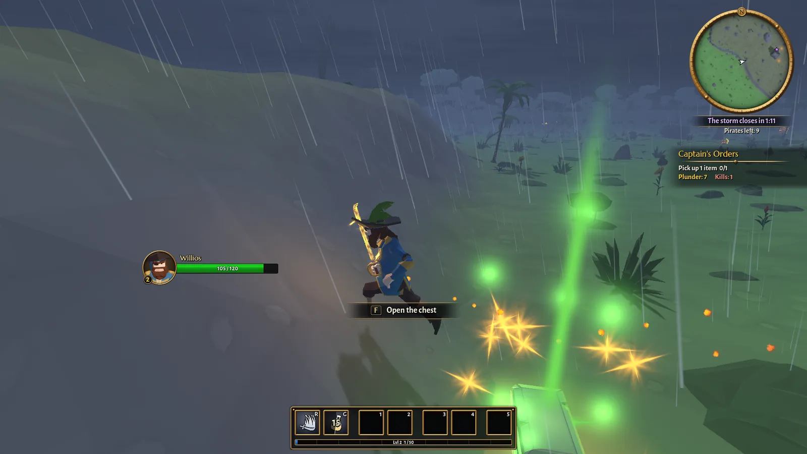 Opening an epic chest on Skull Cove at night