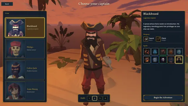 The captain selection screen