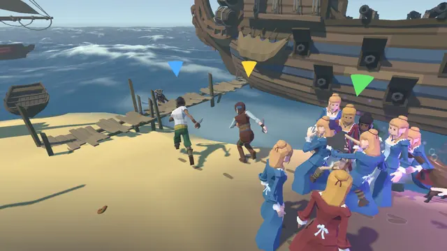 Four-player co-op on Port Royal's beach